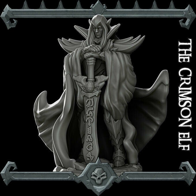 THE CRIMSON ELF - Miniature | All Sizes | Dungeons and Dragons | Pathfinder | War Gaming
