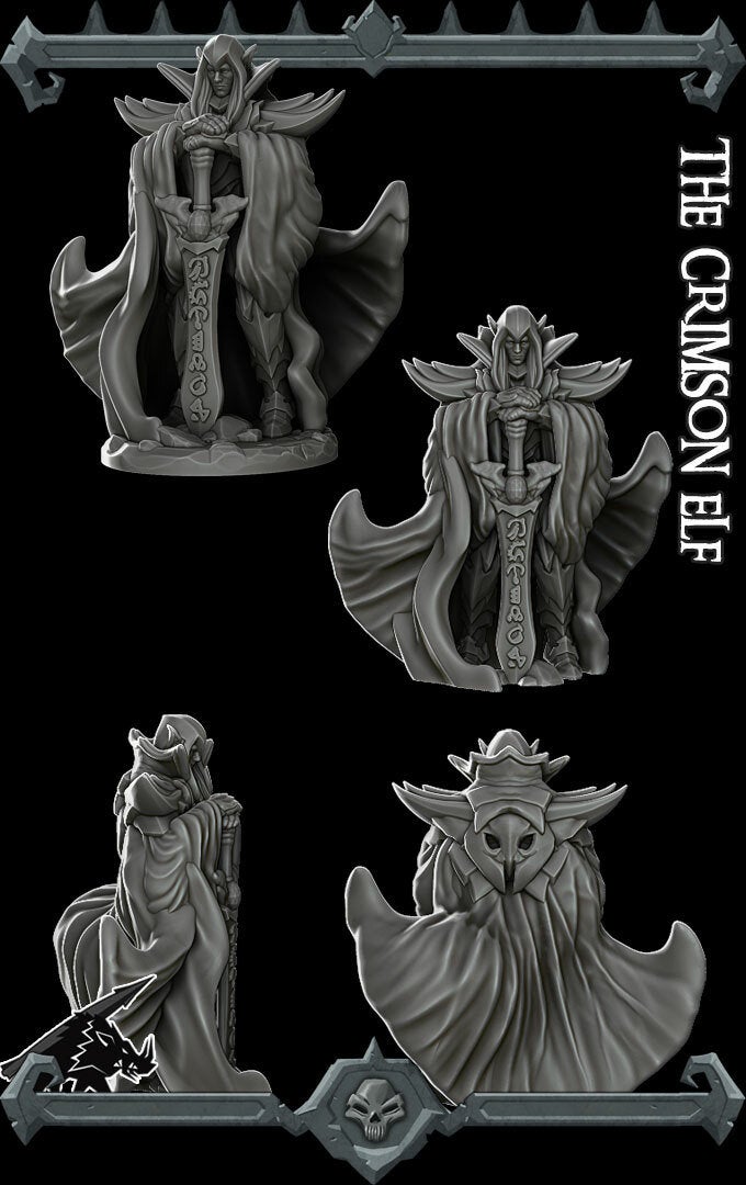 THE CRIMSON ELF - Miniature | All Sizes | Dungeons and Dragons | Pathfinder | War Gaming
