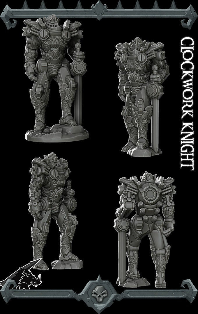 CLOCKWORK KNIGHT - Miniature | All Sizes | Dungeons and Dragons | Pathfinder | War Gaming