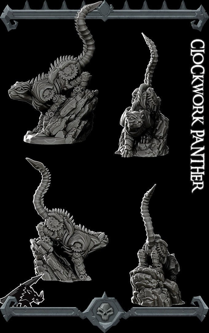 CLOCKWORK PANTHER - Miniature | All Sizes | Dungeons and Dragons | Pathfinder | War Gaming