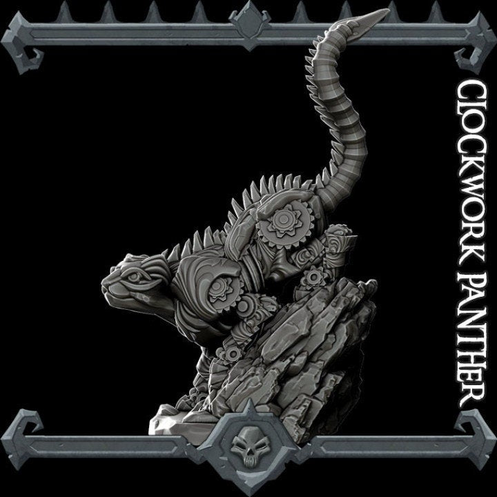 CLOCKWORK PANTHER - Miniature | All Sizes | Dungeons and Dragons | Pathfinder | War Gaming