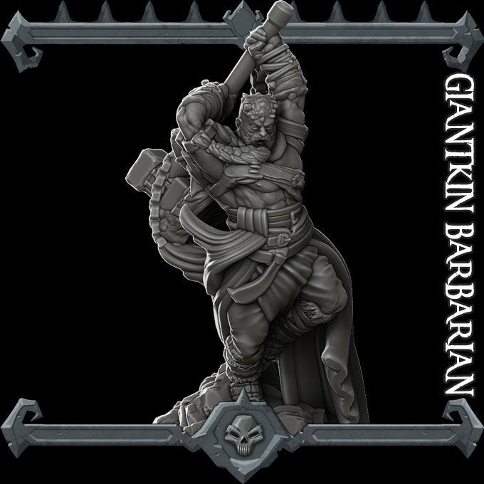 GIANTKIN BARBARIAN - Miniature | All Sizes | Dungeons and Dragons | Pathfinder | War Gaming