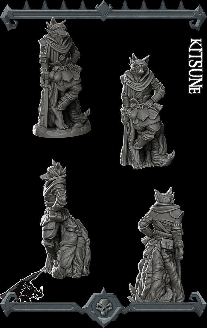 KITSUNE - Miniature | All Sizes | Dungeons and Dragons | Pathfinder | War Gaming