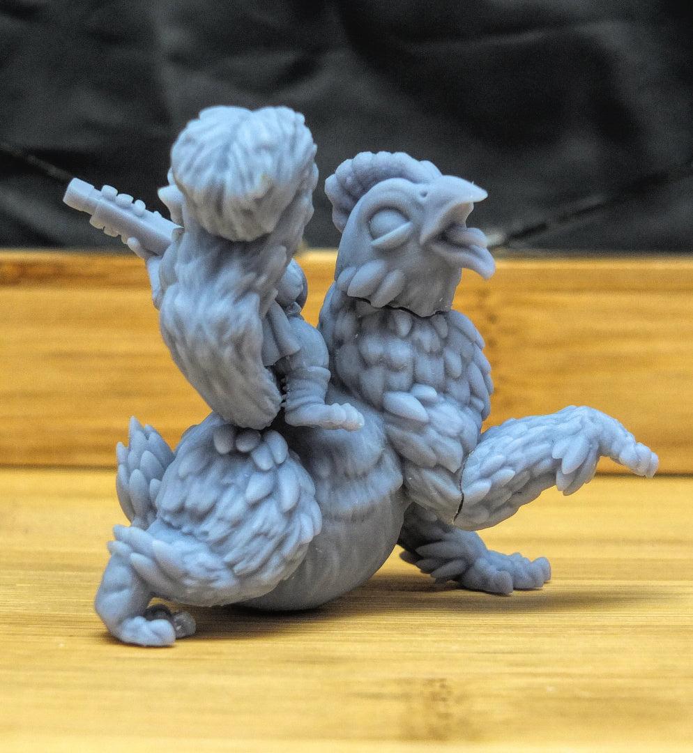 Scurryni Bard Riding Chickenbear Resin Miniature for DnD | Tabletop Gaming