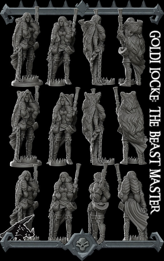 GOLDI LOCKE: THE BEAST MASTER - Miniature | All Sizes | Dungeons and Dragons | Pathfinder | War Gaming