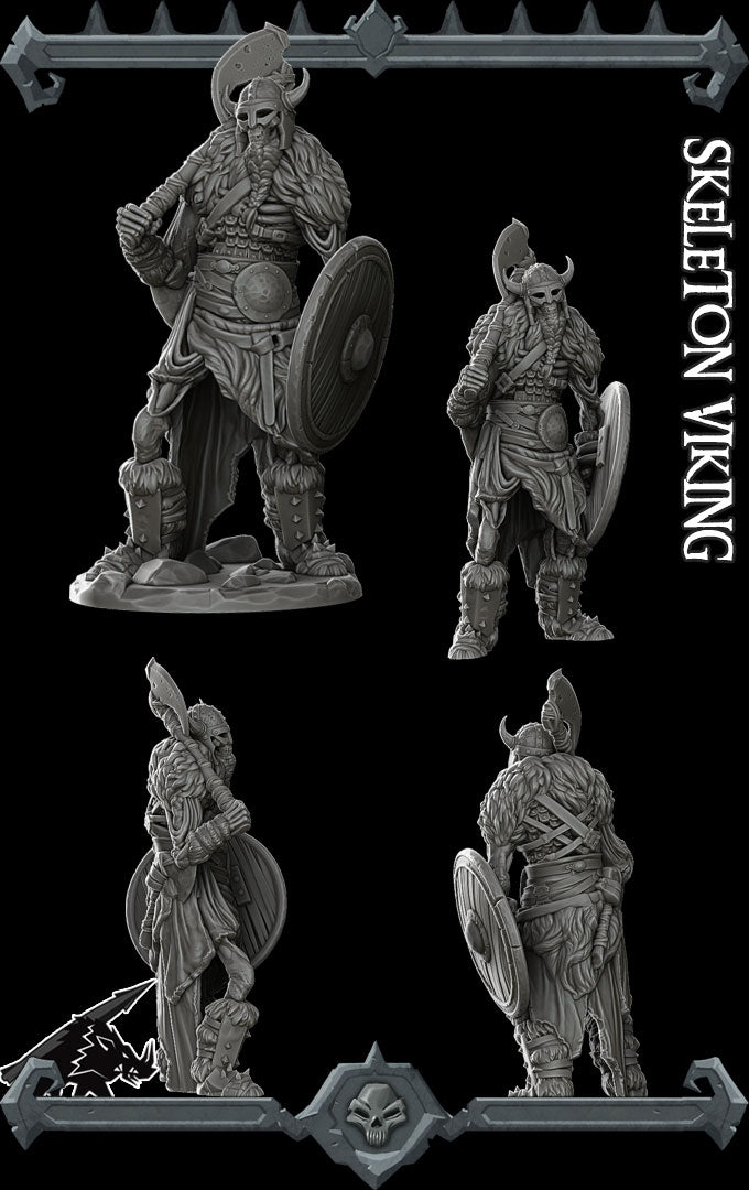 SKELETON VIKING - Miniature | All Sizes | Dungeons and Dragons | Pathfinder | War Gaming