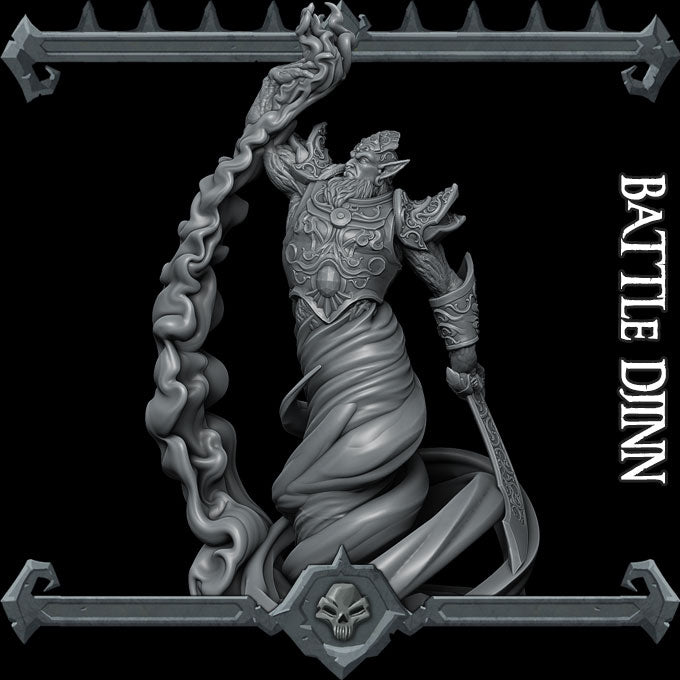BATTLE DJINN - Miniature | All Sizes | Dungeons and Dragons | Pathfinder | War Gaming