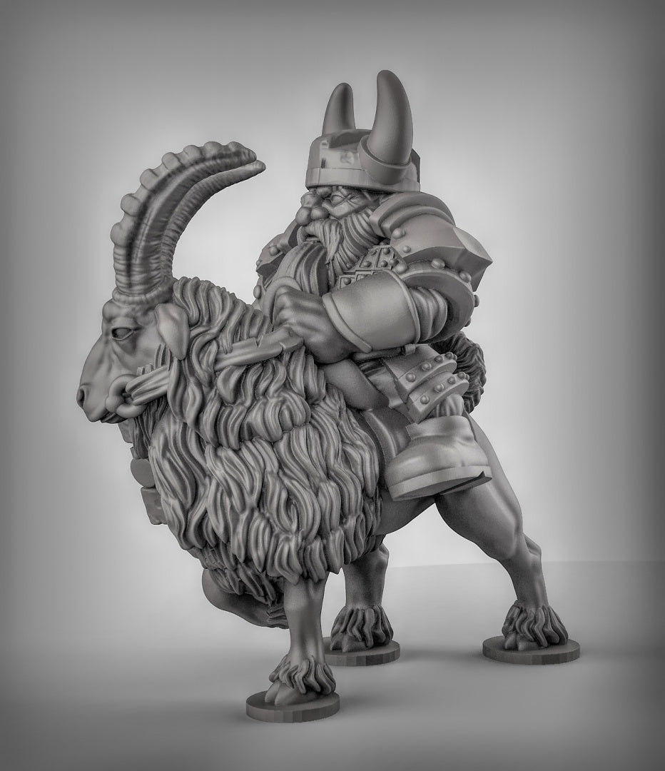 Dwarf Goat Riders Resin 3D Model for Dungeons & Dragons & Board RPGs
