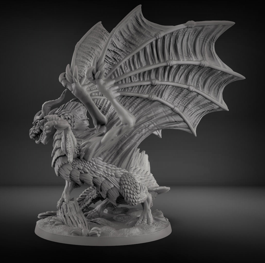 Black Dragon Resin Miniature with woodland base for DnD | Tabletop Gaming
