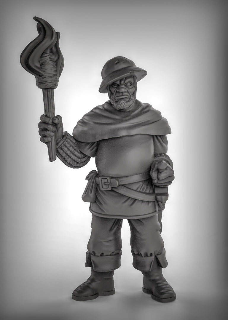 Guards with Torches Resin Miniature for DnD | Tabletop Gaming