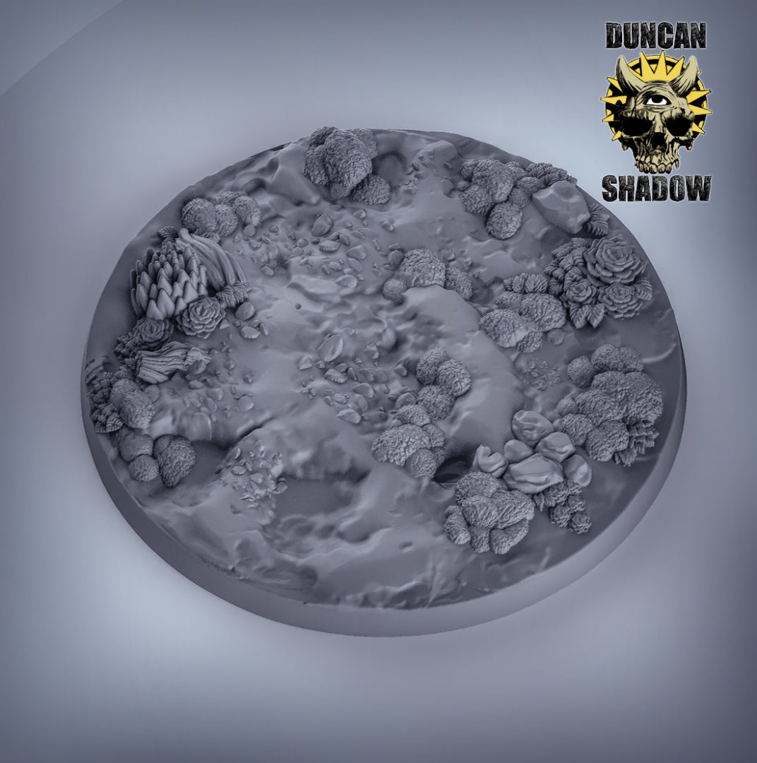 Blasted Wasteland Bases with Plants Resin Miniature for DnD | Tabletop Gaming