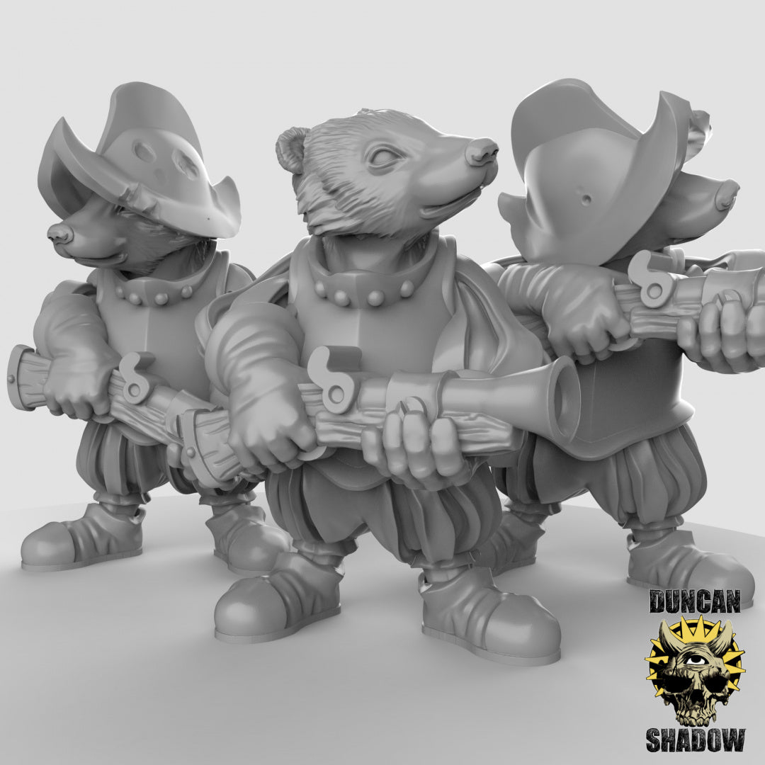 Badger Warriors with Blunderbuss Resin Miniature for DnD | Tabletop Gaming