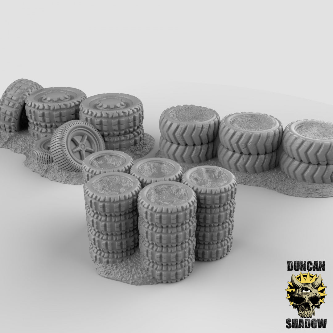 Tire Barricades Terrain Resin Miniature for DnD | Tabletop Gaming