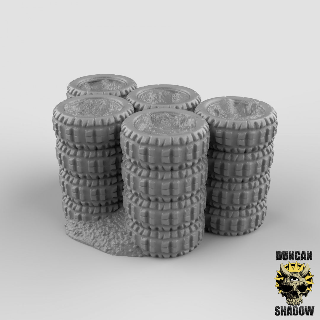 Tire Barricades Terrain Resin Miniature for DnD | Tabletop Gaming