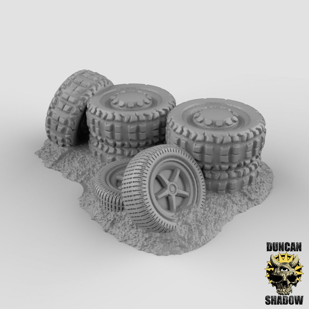 Tire Barricades Terrain Resin Miniature for DnD | Tabletop Gaming