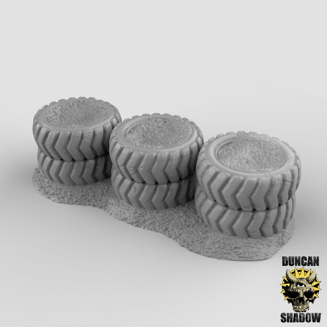 Tire Barricades Terrain Resin Miniature for DnD | Tabletop Gaming