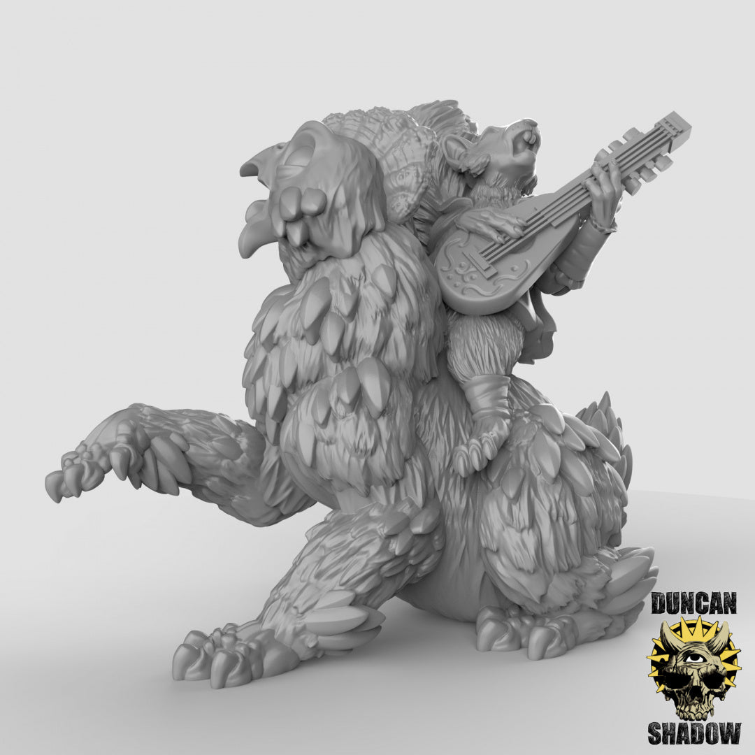 Scurryni Bard Riding Chickenbear Resin Miniature for DnD | Tabletop Gaming