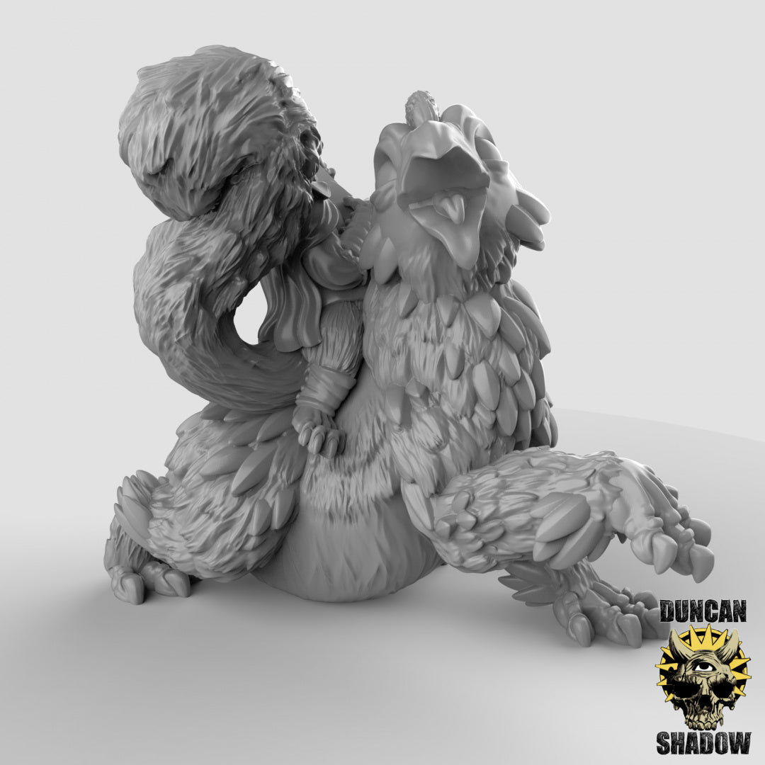 Scurryni Bard Riding Chickenbear Resin Miniature for DnD | Tabletop Gaming