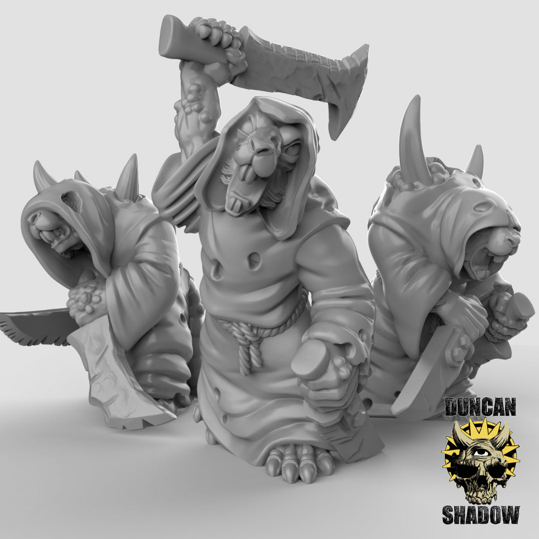 Rat Folk Plague Monks with Swords Resin Miniature for DnD | Tabletop Gaming
