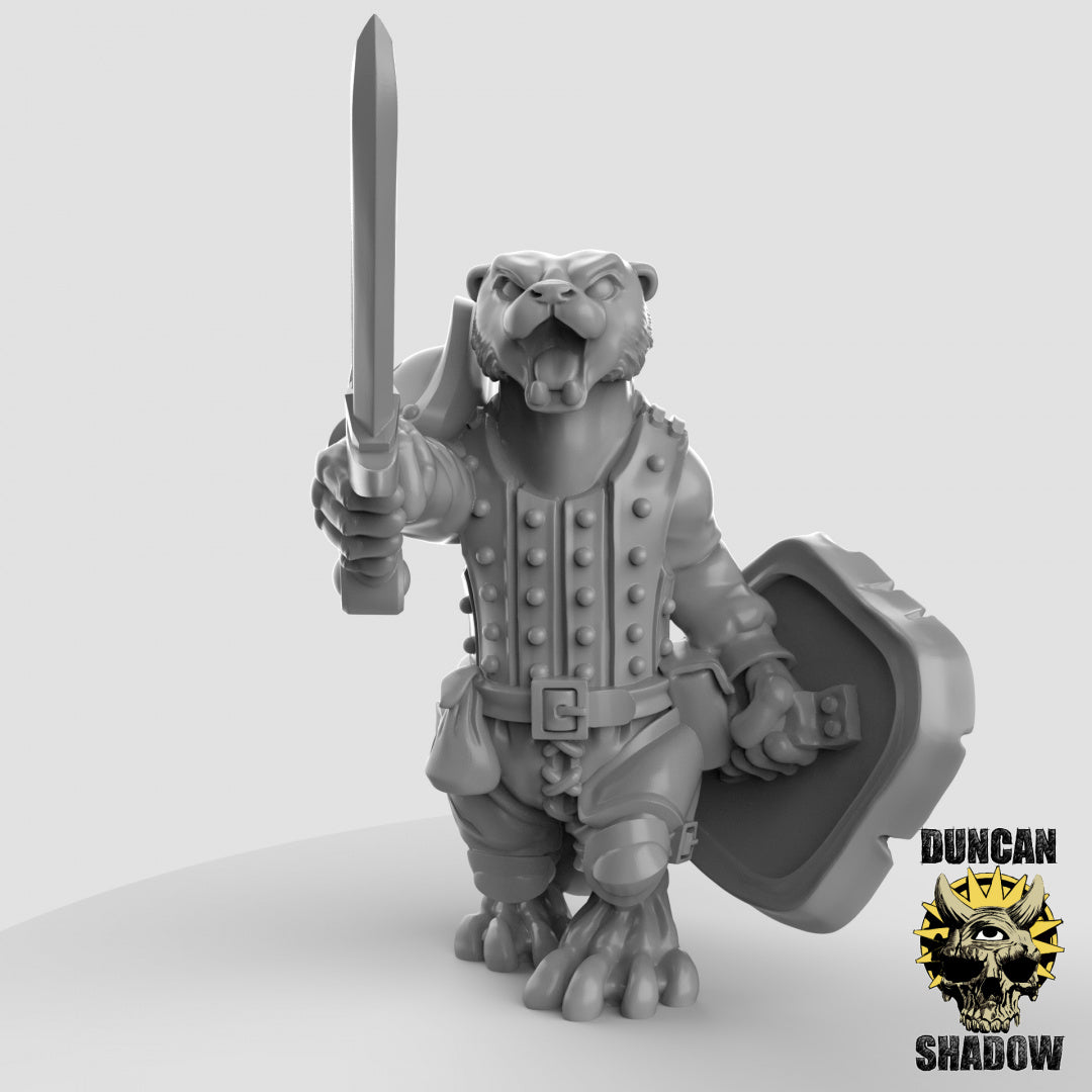 Otter's with hand weapons and shields Resin Models for Dungeons & Dragons & Board RPGs