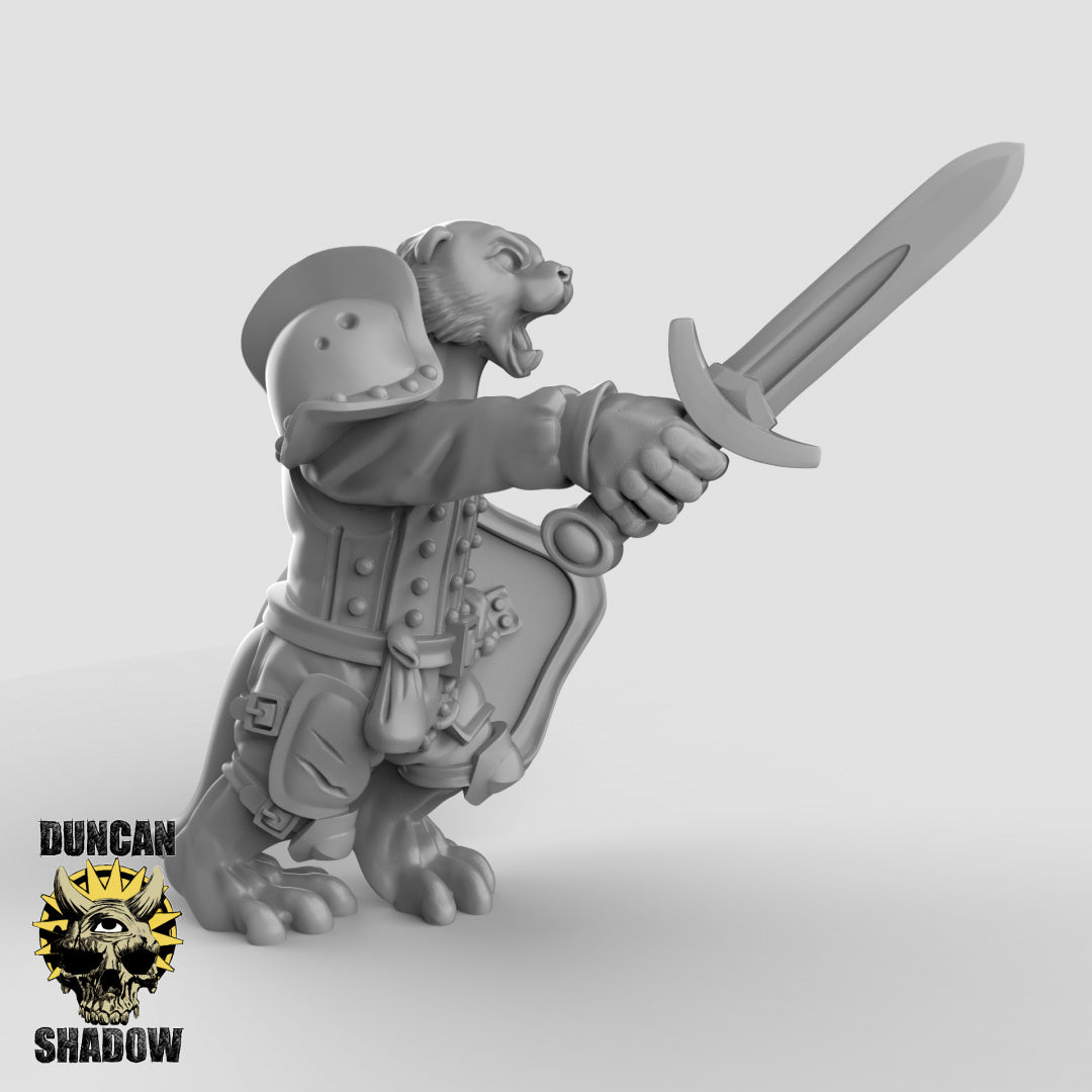 Otter's with hand weapons and shields Resin Models for Dungeons & Dragons & Board RPGs
