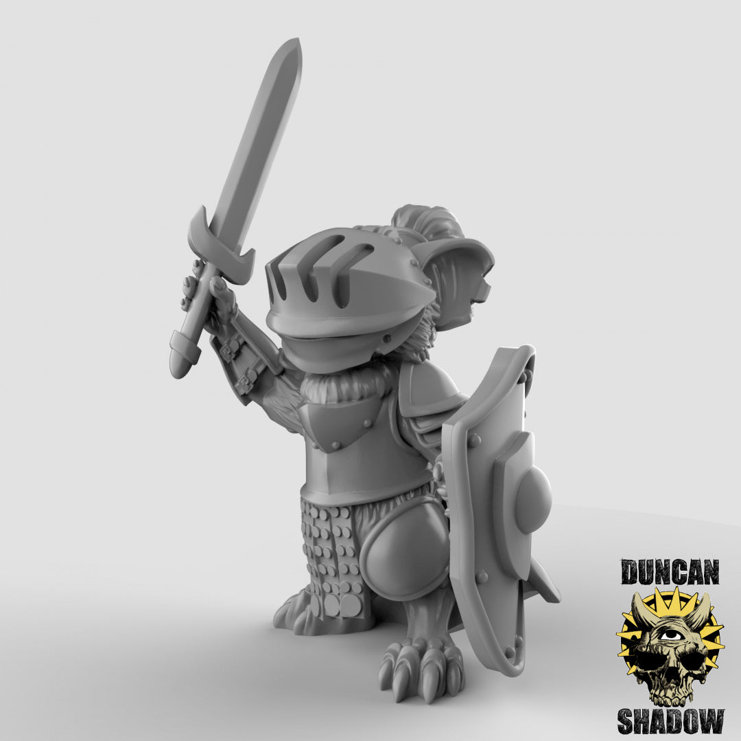 Mousle Knights with Swords resin miniature - alternate angle